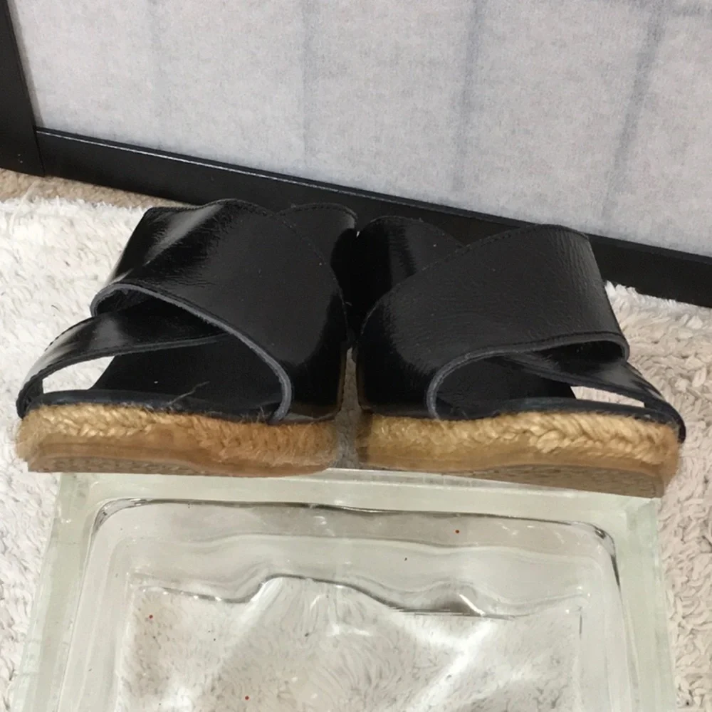 Eric Michael black leather platform wedge